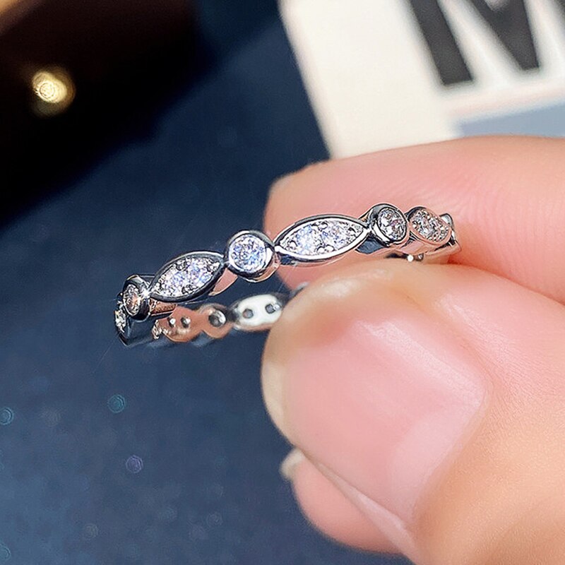 Huitan – bague de mariage Chic en zircone cubique pour femmes, rond bleu/blanc, Simple et délicat, bijoux à la: 7 / F1355