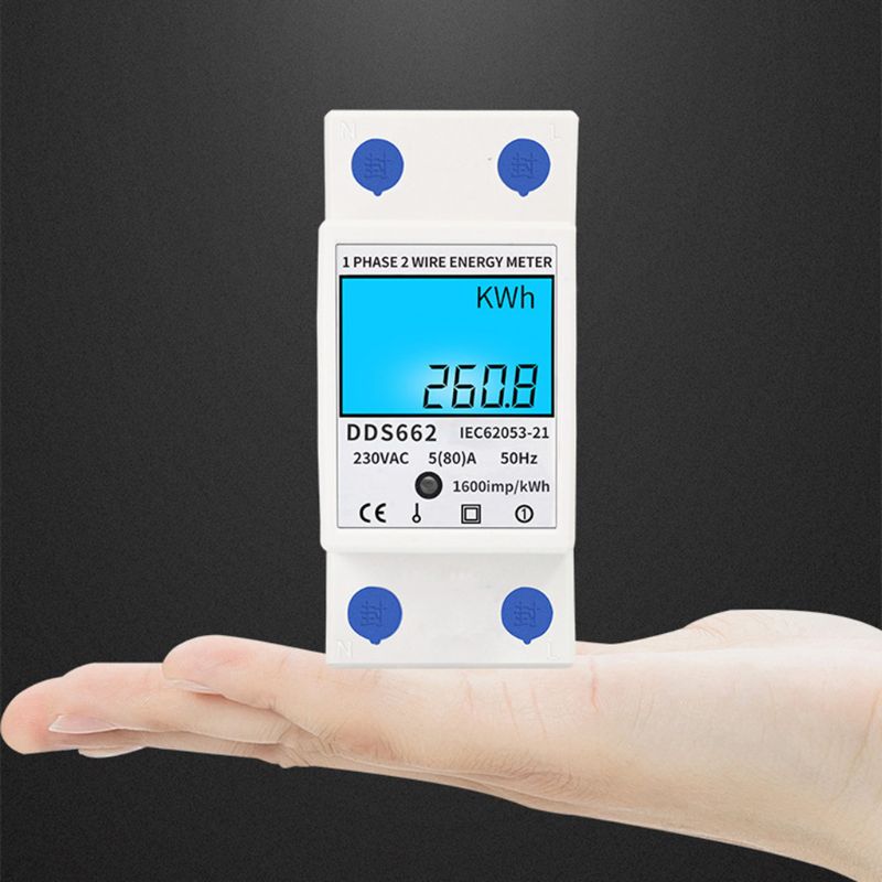 LCD Digital Power Consumption Meter Single Phase Energy Meter Watt kWh 230V AC H7ED