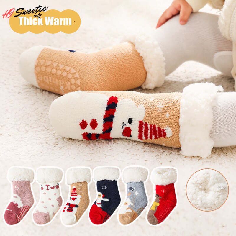 Herfst Winter Baby Sokken Verdikking Koraal Fluwelen Warm Antislip Baby Boy Meisjes Sokken Kinderen Thuis Vloer Sokken 0-4 Jaar Kinderen