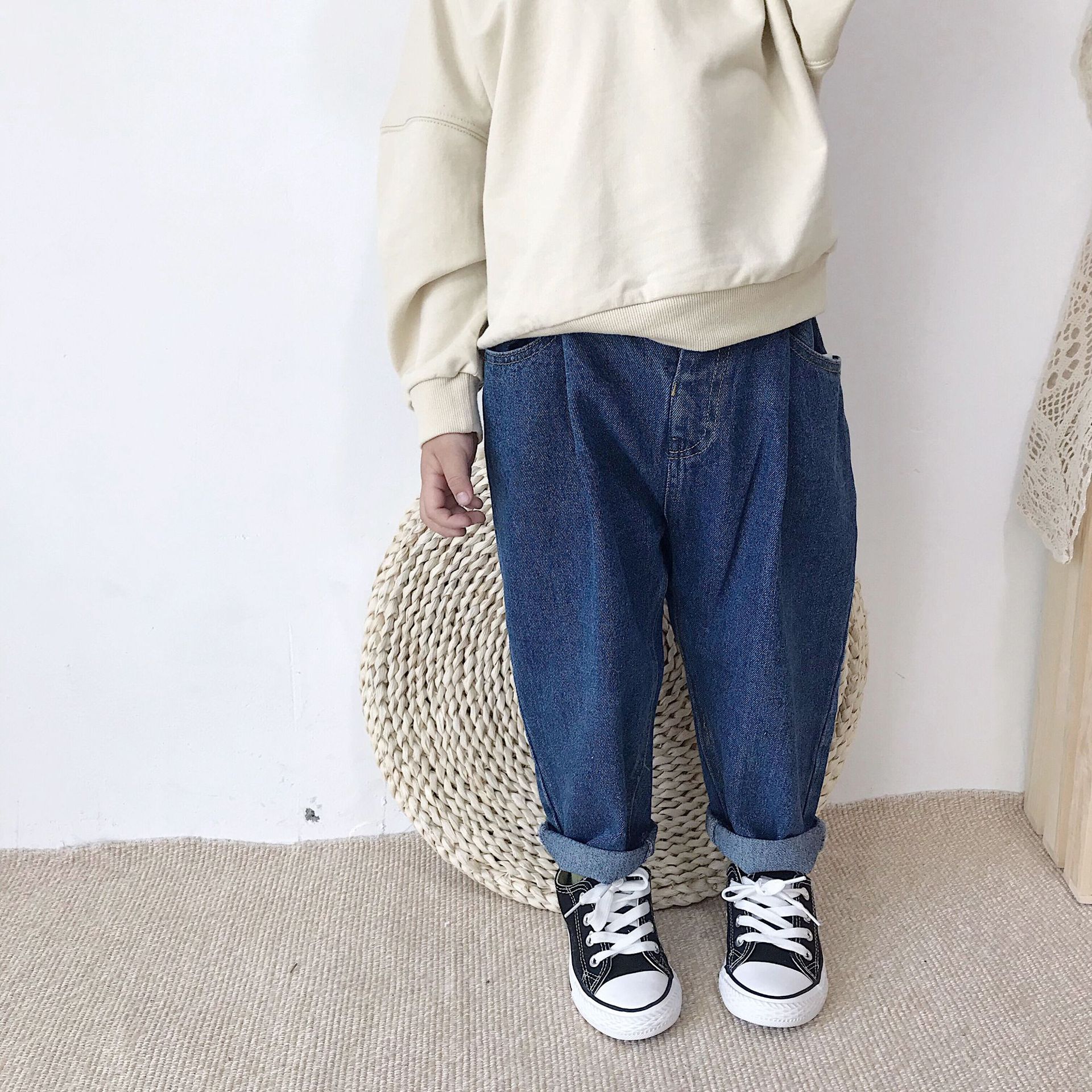 Herfst Koreaanse Kinderkleding Jongens En Meisjes Koreaanse Kinderen Alle-Match Jeans: Blauw / 6