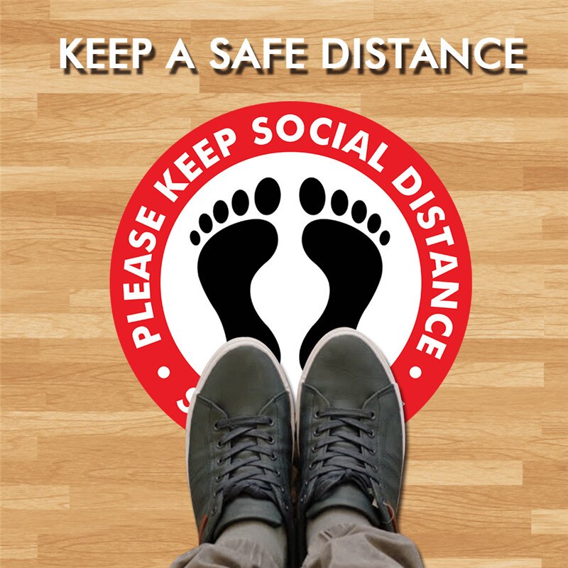 Public Warning Stickers Keep Distance Safety Warning Sign Adhesive Tapes DIY Sticker For Mall Store Factory School