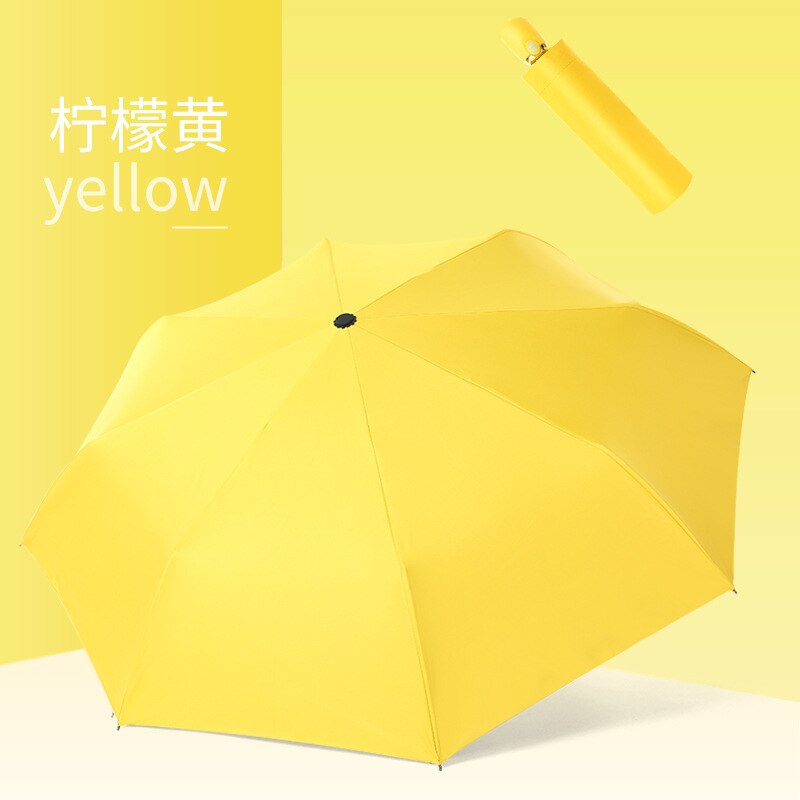 Ins Automatische Paraplu Opvouwbare Parasol Parasol Paraplu Paraplu Regen Vrouwen Strand Paraplu Mode Multi-color: Lemon yellow