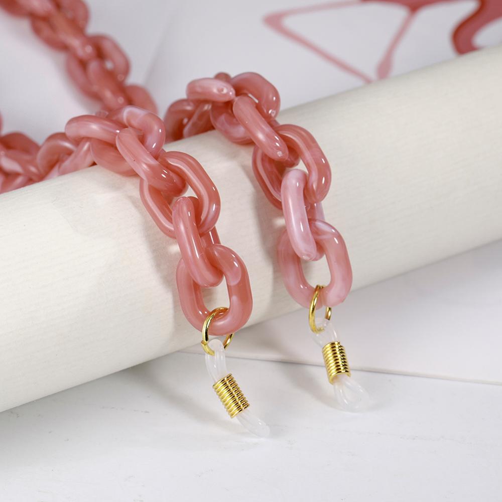 Teamer Punk Bril Ketting Voor Mannen Vrouwen Acryl Lanyard Zonnebril Kettingen Straps Cords Hals Houder Brillen Anti-Slip Ketting: Brick-red-gold