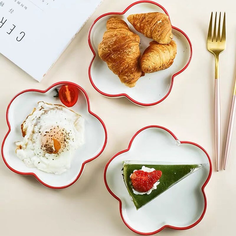Toast Bread Shaped Plato Ceramica Cute Flower Shape Salad Dessert Snack Sushi Plates Dinner Butter Baker Dishes