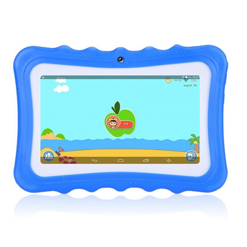 Upgrade Beste Tablet voor Kinderen, 7inch HD Display met Kid-proof Siliconen Case (Quad Core, 8 GB, Wifi, bluetooth, Voor & Achter Camer