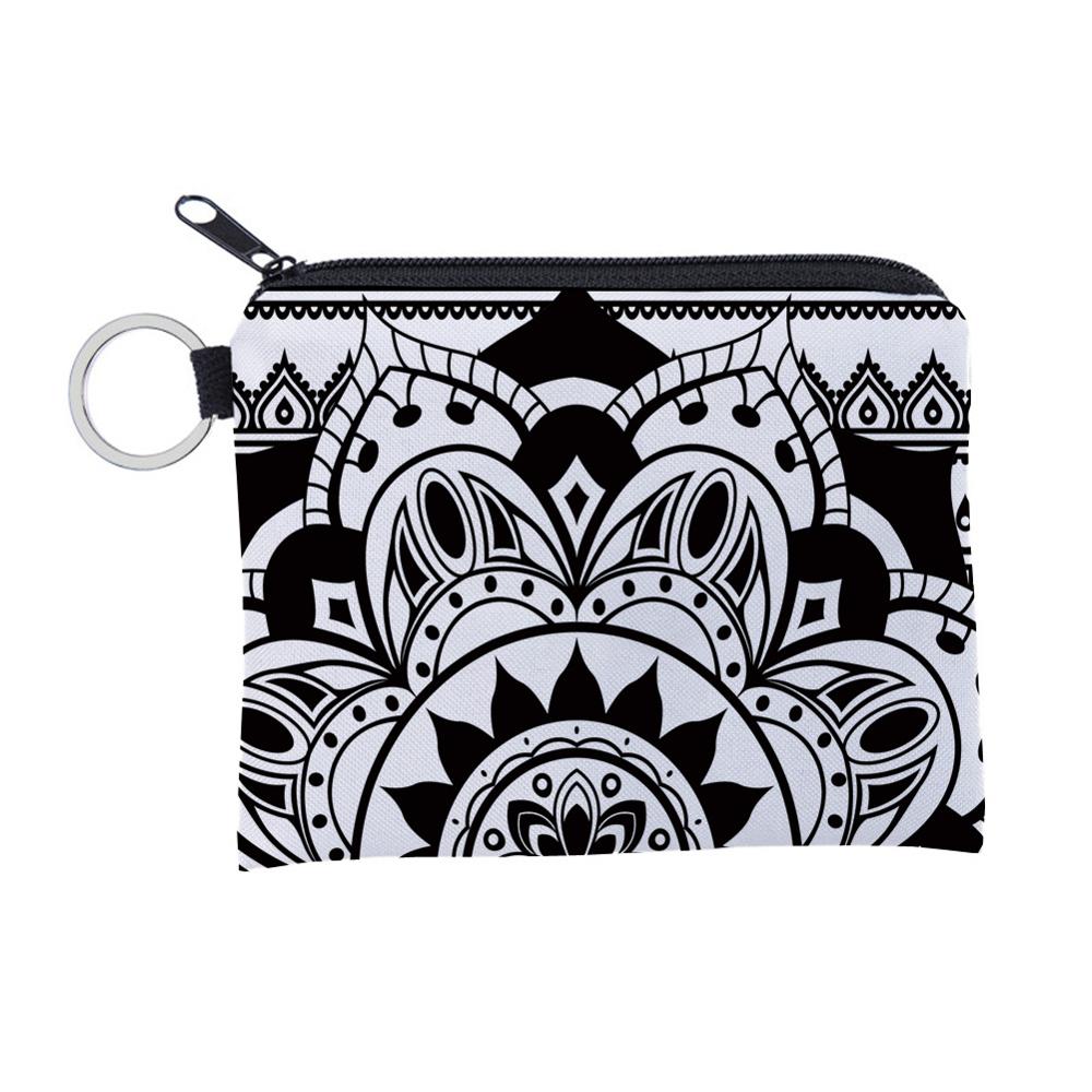 3D Printed Waterproof Mandala Mini Square Coin Purse Wallet Women Purse Porte Monnaie Bolsa Feminina Zipper Pouch Girl Key Bags: 2