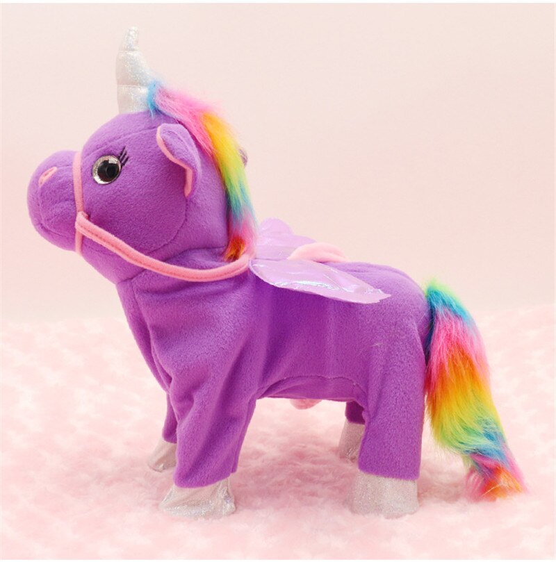 35Cm Grappige Elektrische Wandelen Eenhoorn Knuffel Gevulde Dier Muziek Unicorntoy Voor Kinderen Grappige Kerst Verjaardag: Purple