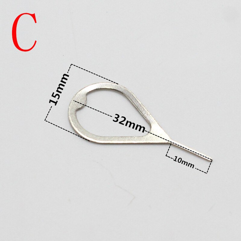 20 unids/lote Metal Universal tarjeta Sim bandeja Pin eyección eliminación de aguja abridor eyector para teléfono móvil: C