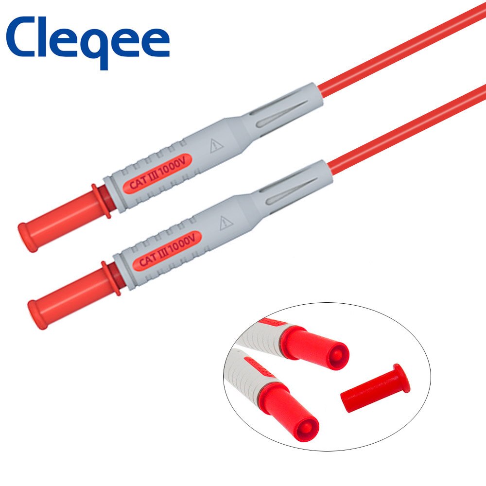 Cleqee P1032 2 Teile/satz 4mm Bananen Stecker Prüfung Linie Multimeter-Prüfung Kabel Spritzguss Gerade zu Gebogene Prüfung Kabel