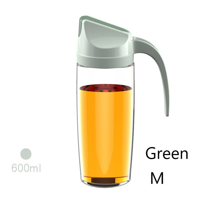 Distributeur de bouteilles d'huile en verre, étanche, à rabat automatique, huile d'olive, vinaigre, condiments, Transparent, accessoires de cuisine: 600ml Green