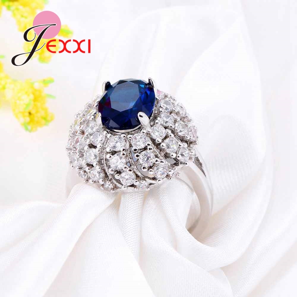 925 Sterling Silber Ehering - Weißer CZ Zirkon - Runde Form - Spannungsfassung - Für Damen