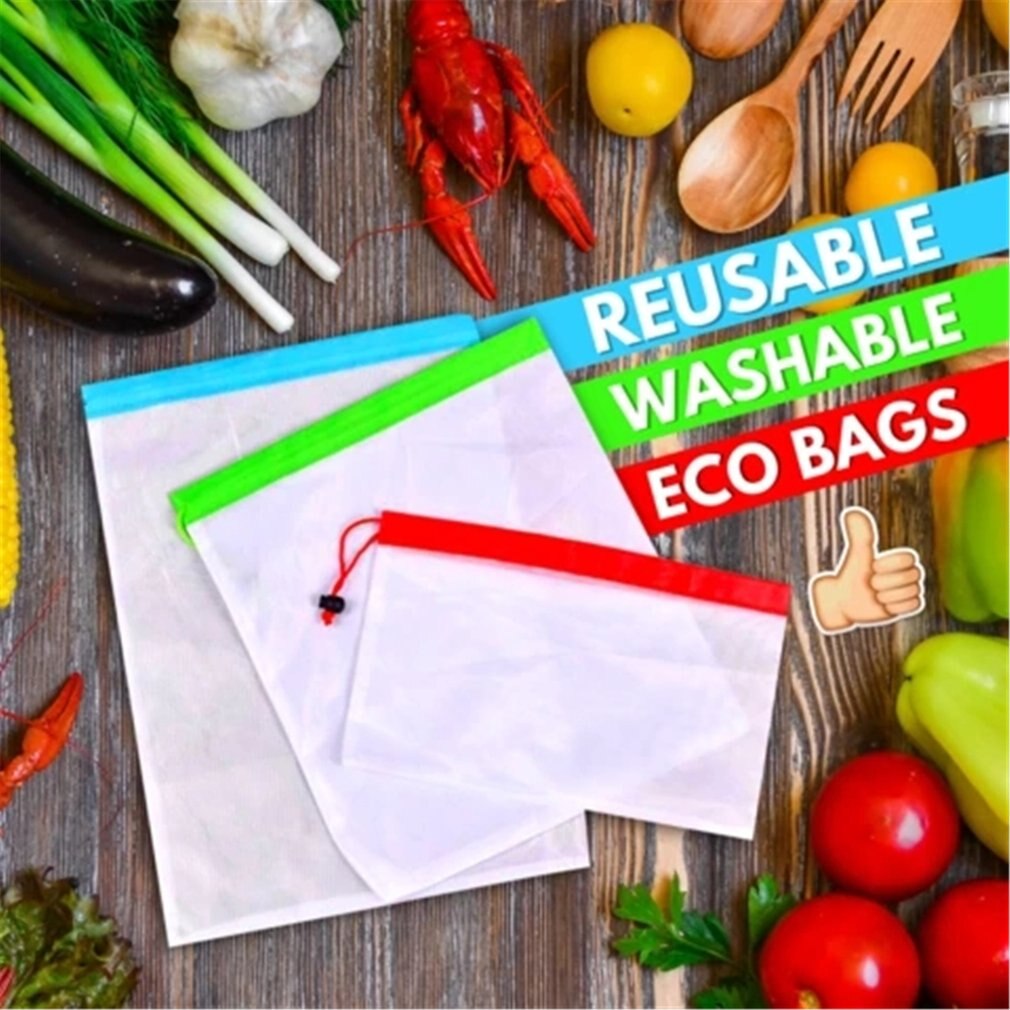 Reusable Mesh Produce Bags Washable Eco Friendly For Grocery Shopping Storage Fruit Vegetable Bags Set