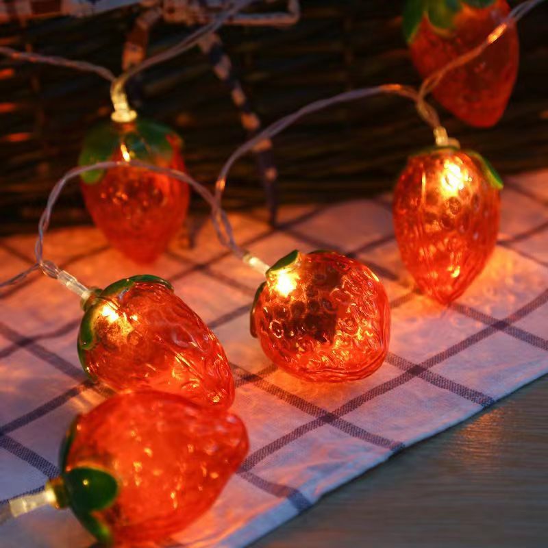 2024 Erdbeer-Lichterkette, Heimdekoration, Lichterkette, LED-Hängeleuchten, immer bin Lichtmodus für Ostern, Party, Hochzeit