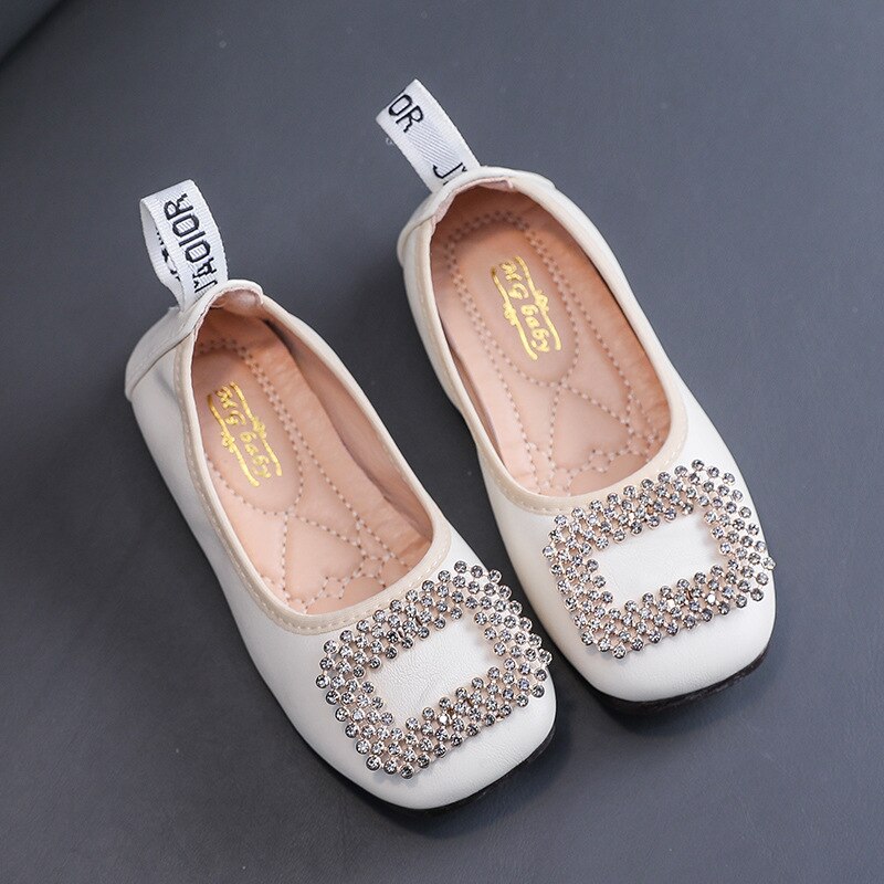 Jenter prinsessesko for barn flate skolesko barn svarte barn studentsko svarte skinnsko småbarn  d488: Beige / 29( indre 18.1cm)