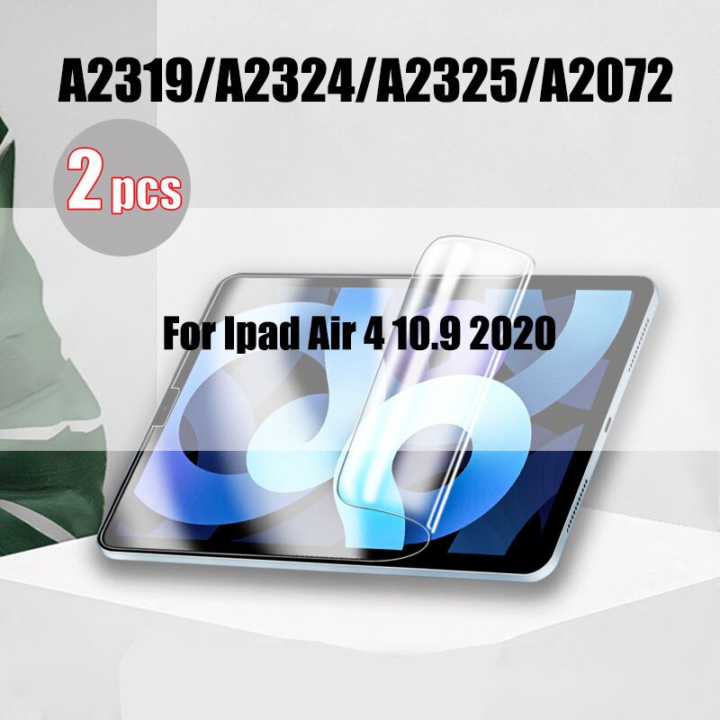 2 sztuk hydrożel Film dla Ipad Pro 11 12.9 2021 10.2 10.5 ekran Protector dla Ipad Air Mini 6 5 4 2 3 9 8th 7th Gen 2020 bez szkła: For ipad Air 4 10.9