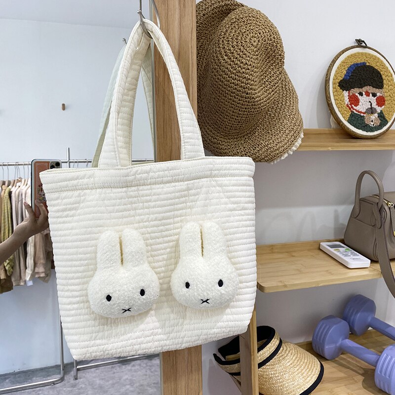 Sac à déjeuner lapin Kawaii, boîte à déjeuner pour femmes, fourre-tout de pique-nique en tissu de coton, petit sac à main, pochette mignonne, sacs de rangement des aliments portables WY351