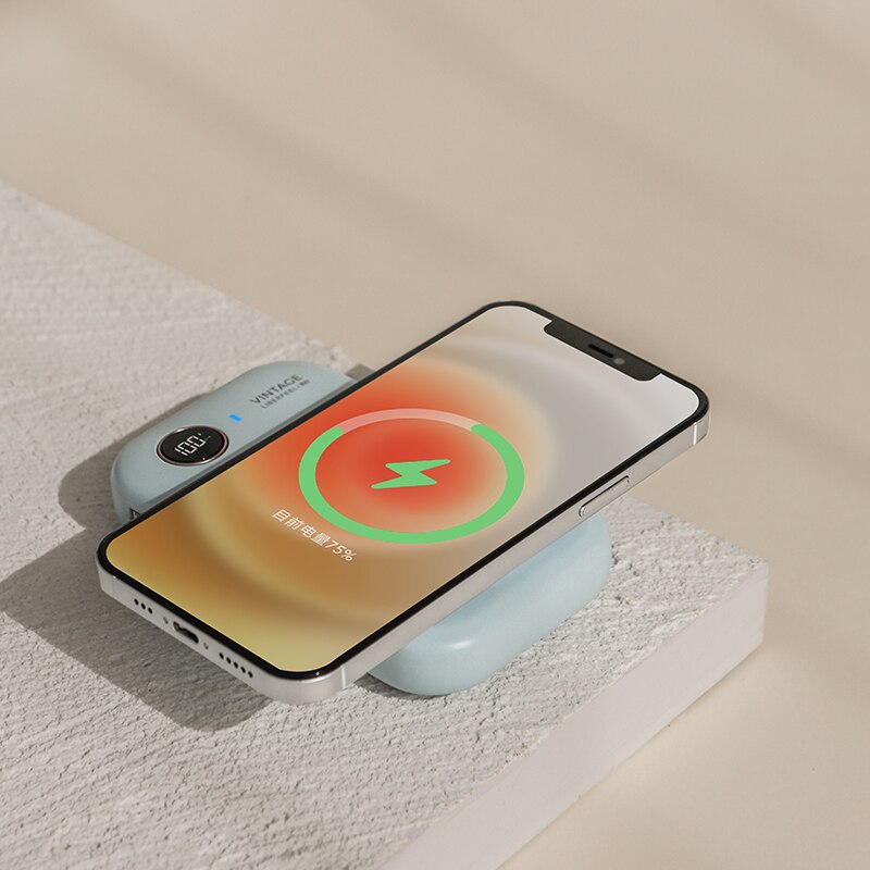 Liberfeel magnetische powerbank 10000 mah, kabellose schnelllade-powerbank mit intelligenter zweizeiliger digitalanzeige für iphones