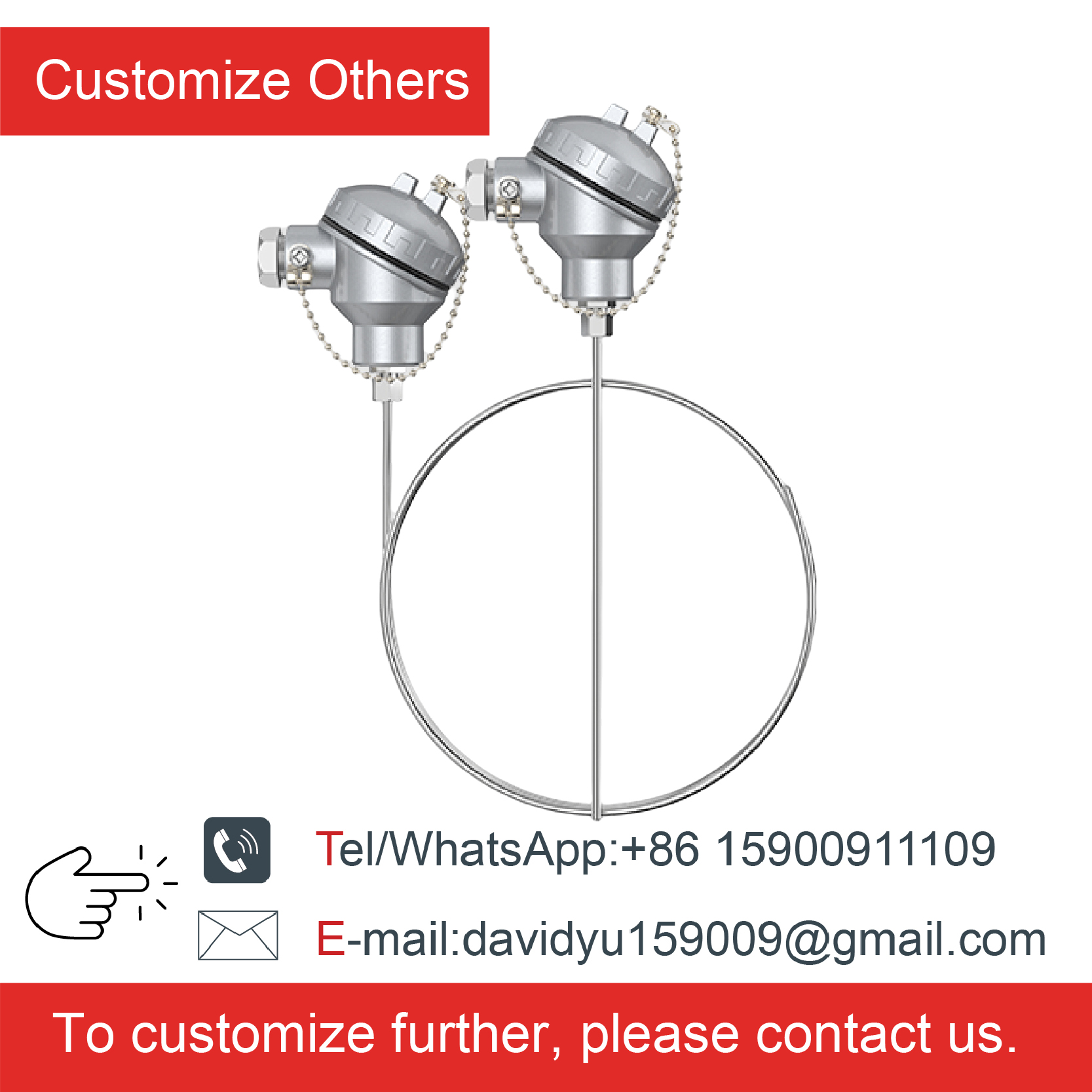 K Type Thermocouple PT100 Temperature Sensor WRNK-131 Armored Probe Industrial RTD Flexible Stainless Steel High Temp: MULTI