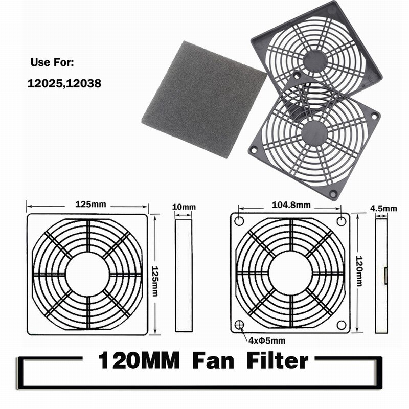 2 sztuk pyłoszczelna filtr wentylatora 40mm 50mm 60mm 80mm 90mm 120mm dla PC obudowa komputera osłona wentylatora chłodzenia ABS komputer wentylator grill: 120MM