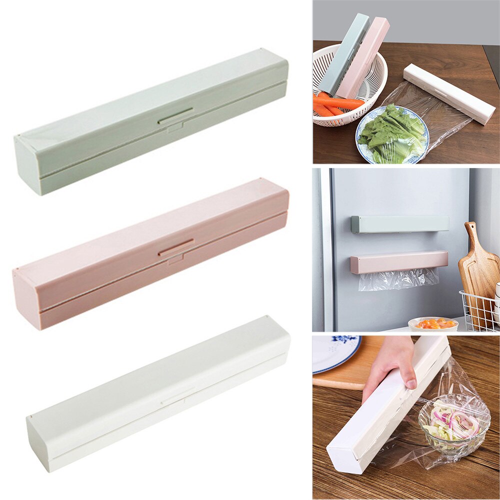 Kunststoff Lebensmittel wickeln Cutter Spender wickeln Spender Küche Haftenden Konservierungs Film Cutter Lagerung Werkzeug Küche Zubehör