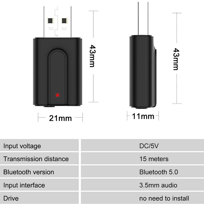 Usb Bluetooth Zender Ontvanger Voor Pc/Tv, Bluetooth 5.0 Dongle,2 In 1 Audio Bluetooth Adapter Plug & Play Lage Latency