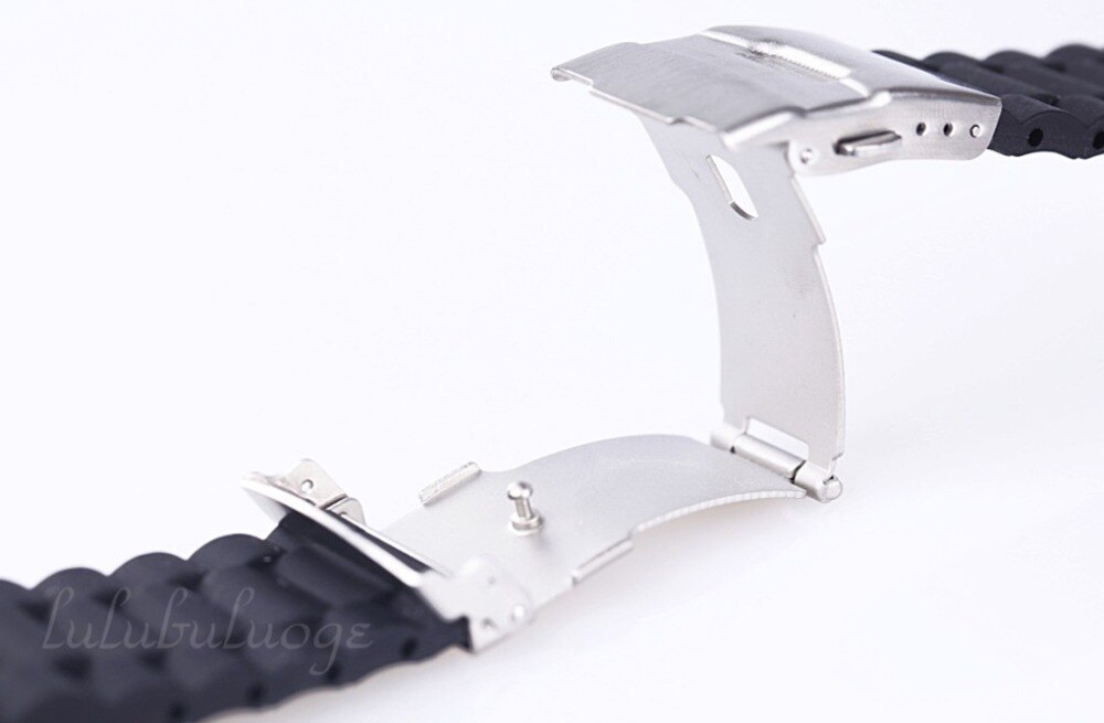 Laagste prijs waterdichte 6 kleuren siliconen rubber horloge polsband vervanging 22mm 24mm 10,000 lb beoordeling