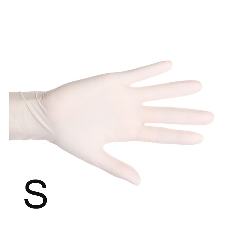 100 Uds guante de látex antideslizante Protector de manos guante elástico duradero blanco desechable guante ampliamente utilizado proteger sus manos: Dorado