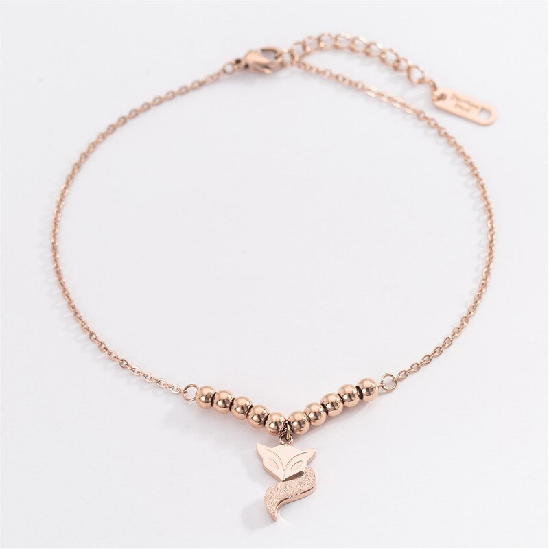 YUN RUO Rose Gold Farbe Fußkettchen Glück Fuchs Kette Frau 316 L Edelstahl Schmuck oben Nicht Verblassen neue