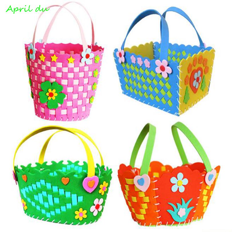 April Du 1pcs DIY Basket Weaving Craft for Kids Eva Handicraft Material Kits Kindergarten Education Toys Girls