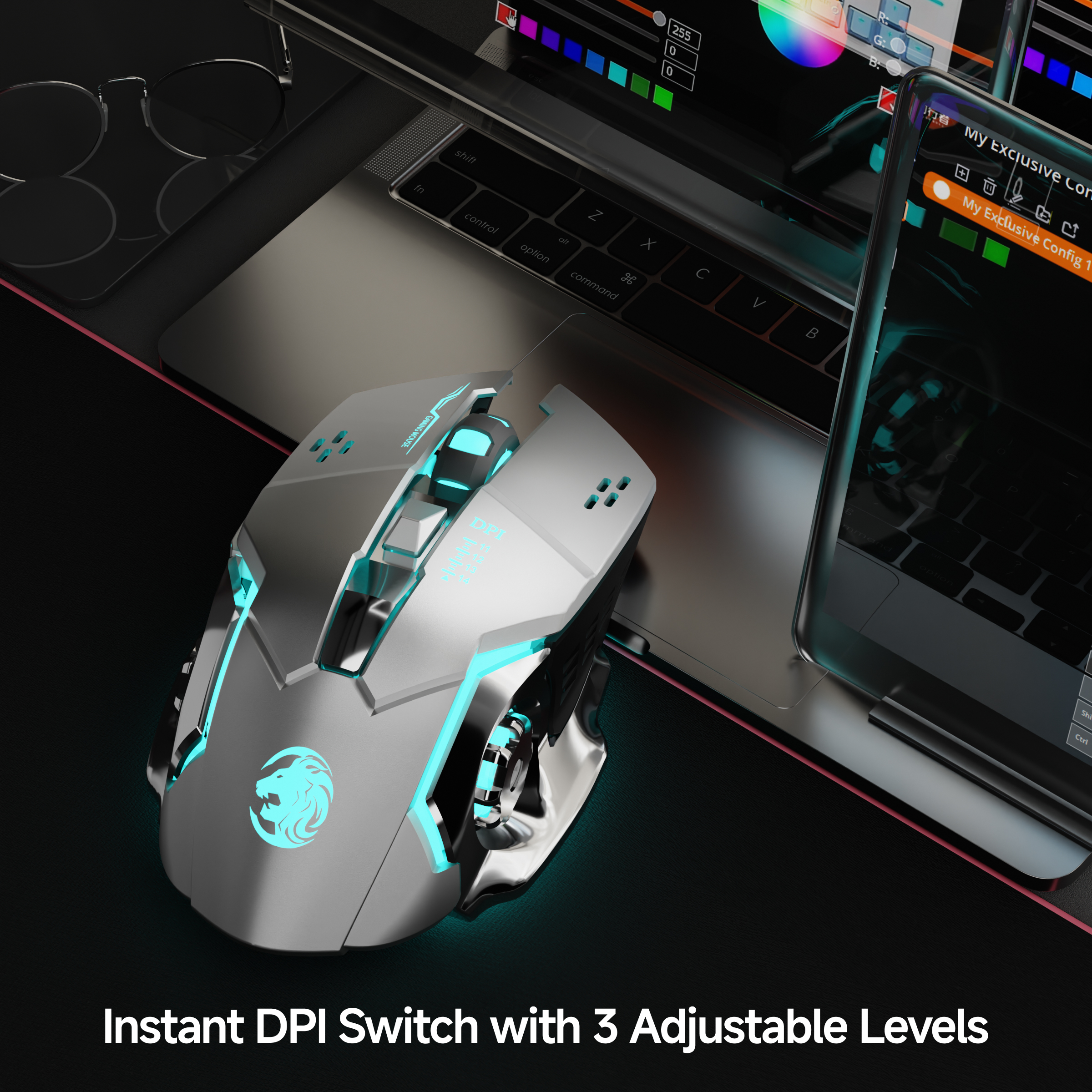 Eweadn  g306 spillmus, stillegående, trådløs bluetooth, for spilling og kontor, ergonomisk, komfortabelt grep, for pc, bærbar pc, e-sport