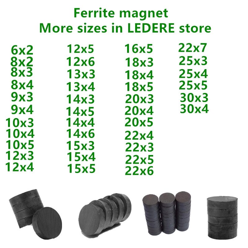 100 stk/parti disk ferrit magnet 8 x 2 mm magnet køleskab ferrit magnet ring ferrit magnet til højttalere magnet sort 8 * 2 mm mini