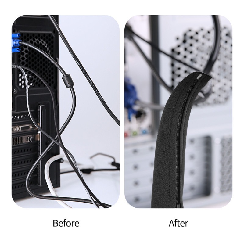 5/1 Uds funda de Cable con cremallera Cable Flexible gestión de cables Protector de cables PC organizador de cables de ordenador para TV ordenador Oficina hogar