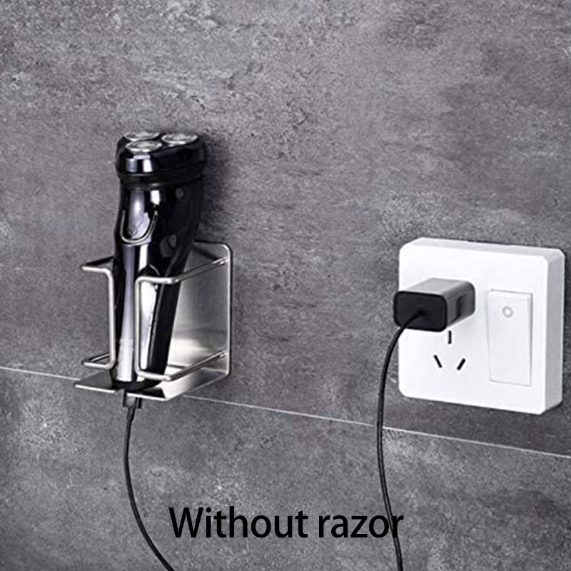 Electric Shaver Holder Wall-Mounted Self-Adhesive Stainless Steel Shaver Holder Wall-Mounted Bathroom Shaver Holder