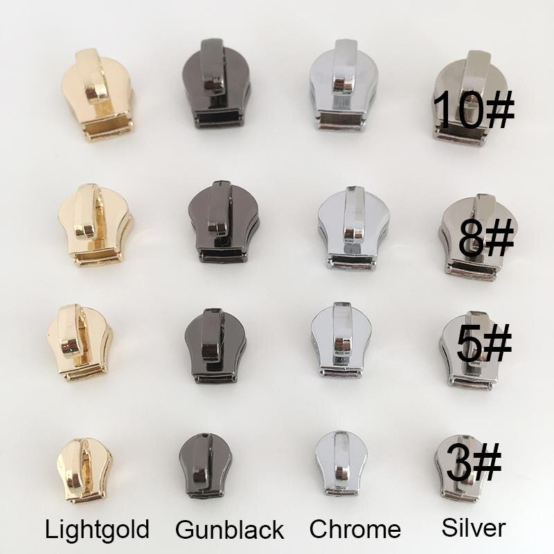 Meetee 20pcs Zipper Sliders for 3# 5# 8# 10# Metal Zipper Down Jacket Pocket Zipper Head Bag Zip Repair DIY Sewing Accessories