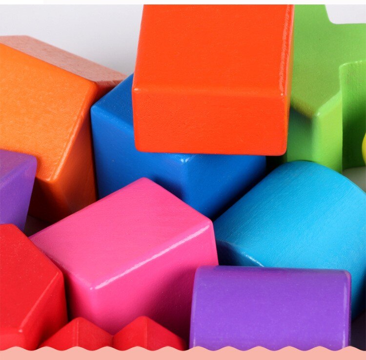 Children's wooden educational shape matching box intelligence color cognitive 17 hole intelligence box play