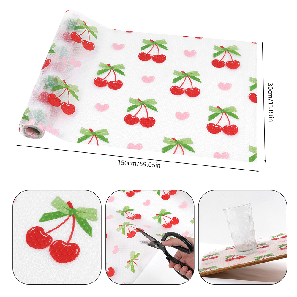 Doublures de tiroir cerise 30x150CM, doublures imperméables et antidérapantes EVA, napperons lavables et anti-poussière, tapis d'armoire de cuisine