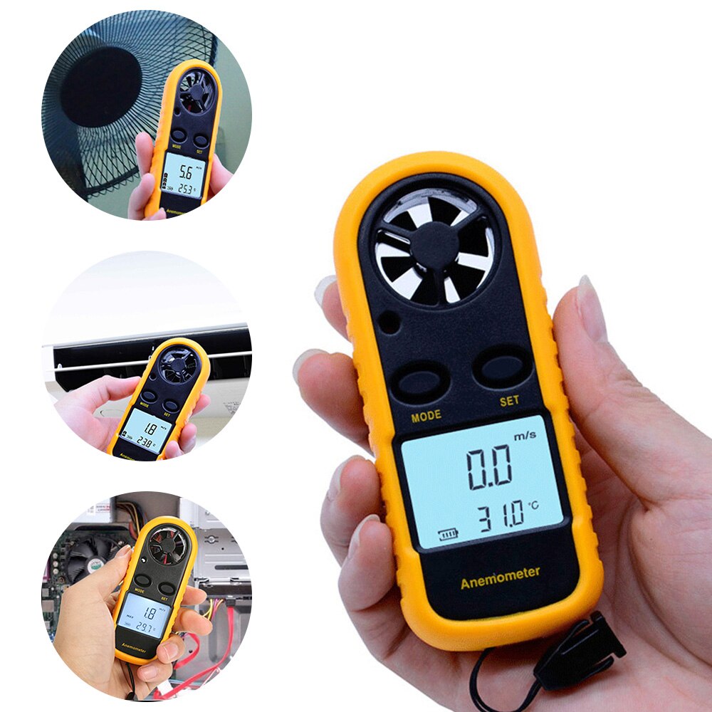 Draagbare Anemometer Anemometro Thermomete Wind Gauge Meter GM816 30 M/s Lcd Digitale Hand-Held Anemometer Meet Tool