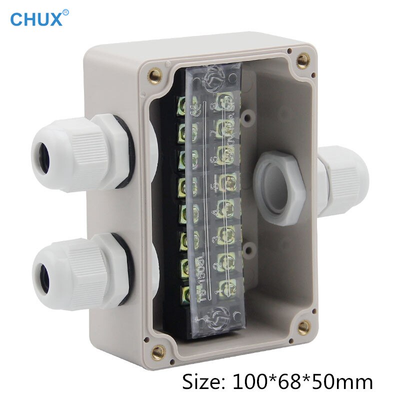 Waterproof Electrical Outdoor Junction Box with terminal TB-1508 100x68x50mm Sealed Switch Plastic Enclosure Case Electrical Box