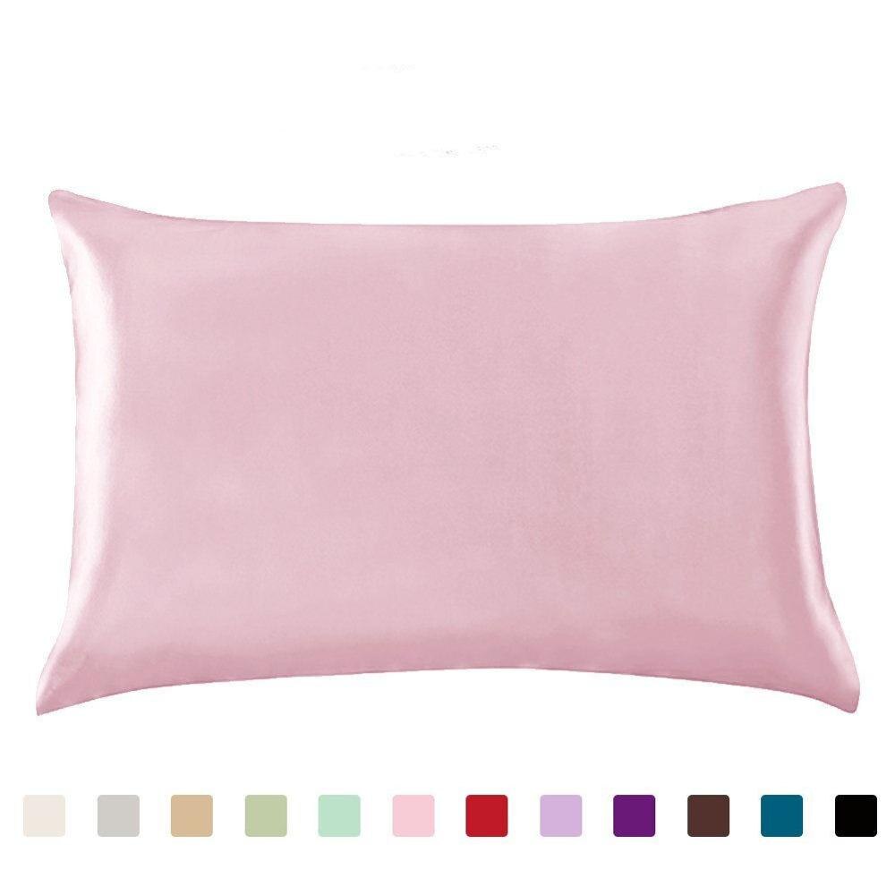 Ren emulering satin siden örngott fyrkantig kudde enkelfodral stolsits mjuk mulberry vanligt örngott fodral: Rosa / Usa twin (20 x 26 tum)