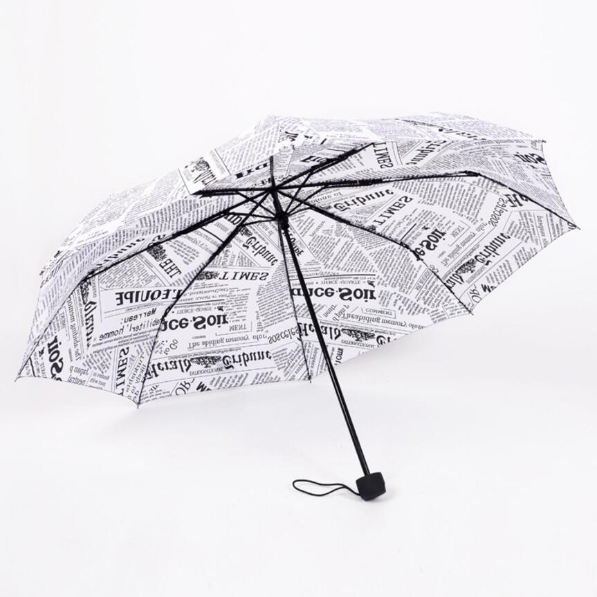 Paraguas Blanco y negro con patrón de papel London, sombrilla de 8 huesos resistente al viento para lluvia y sol para hombre joven: Blanco