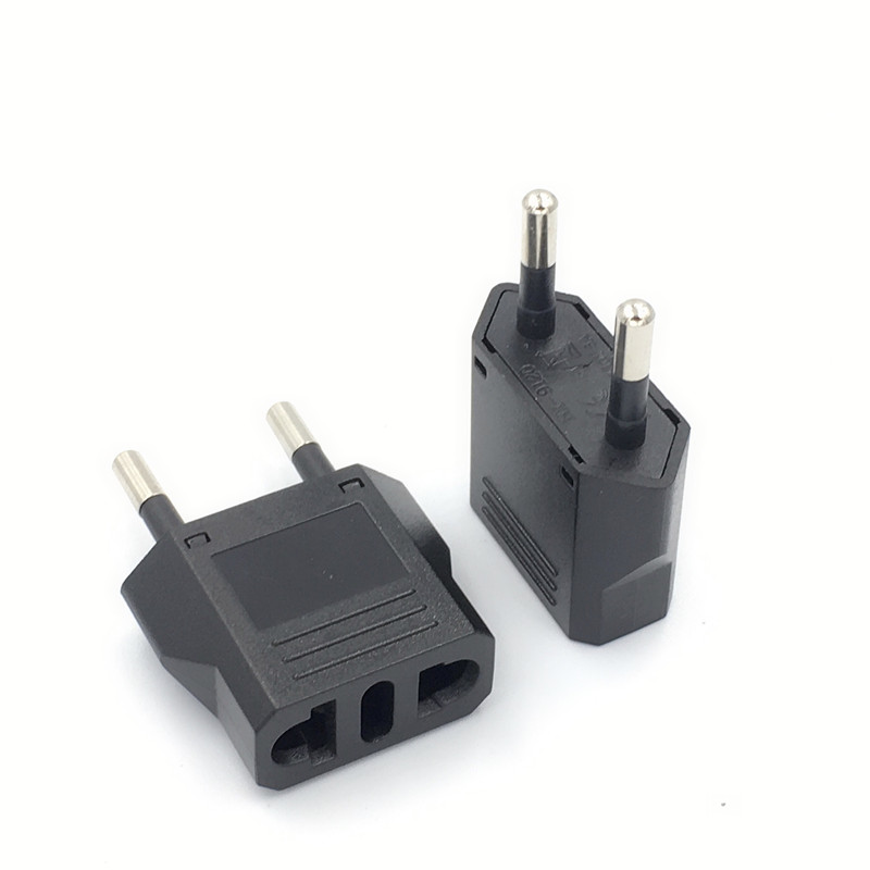 Adaptér eú euro kr zástrčka čína z usa do eú európsky cestovný adaptér elektrický adaptér eú zástrčka prevodník zásuvky ac zásuvka: Čierna