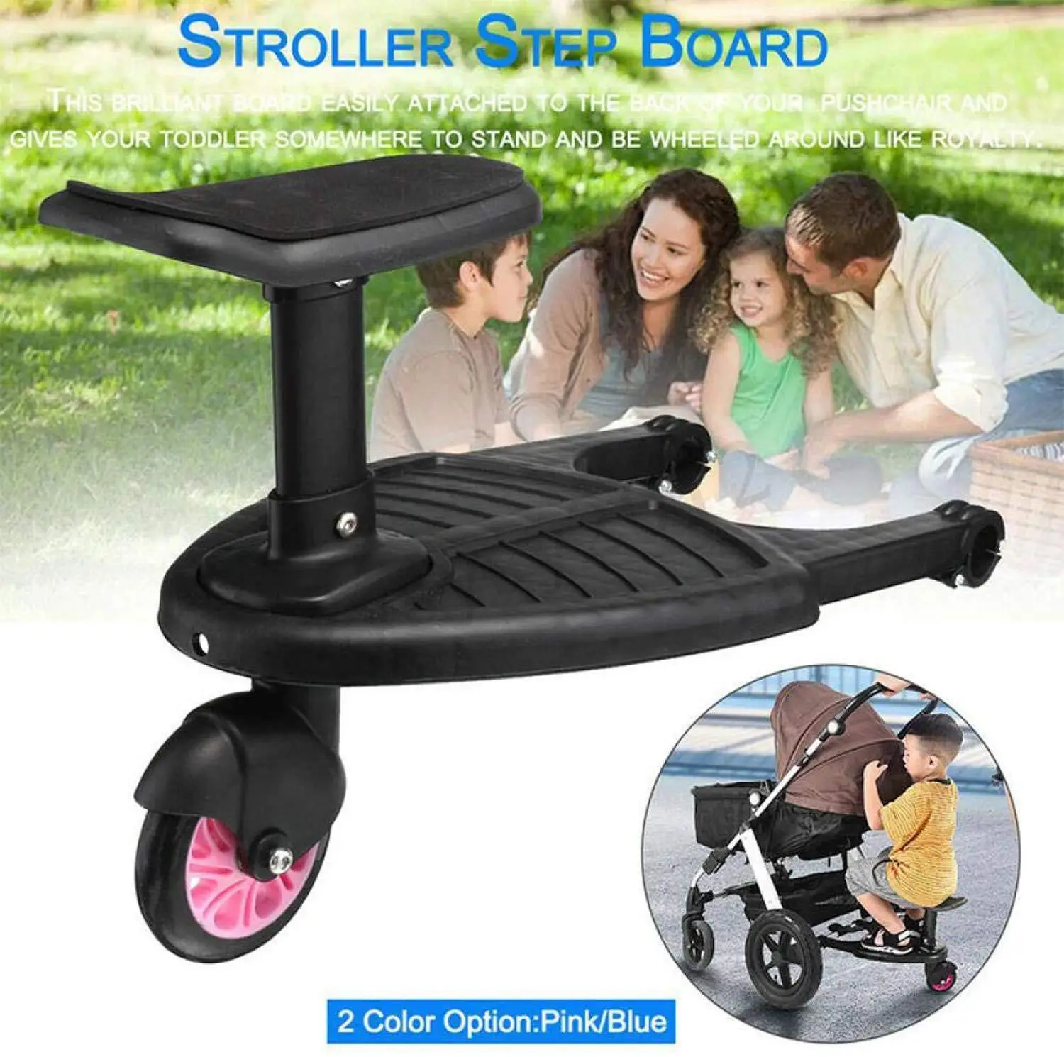Universal Comfort Baby Stroller Acessórios, Roda Tipo Board, Assistida Trailer, Twin Pé Board
