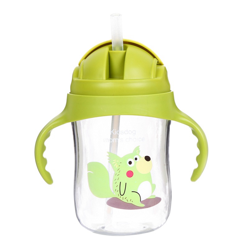 Baby Leren Drinkwater Flessen Voeden Sippy Cups Met Handvatten En Band Pasgeborenen Kids Leuke Cartoon Lekvrij Cup: Groen