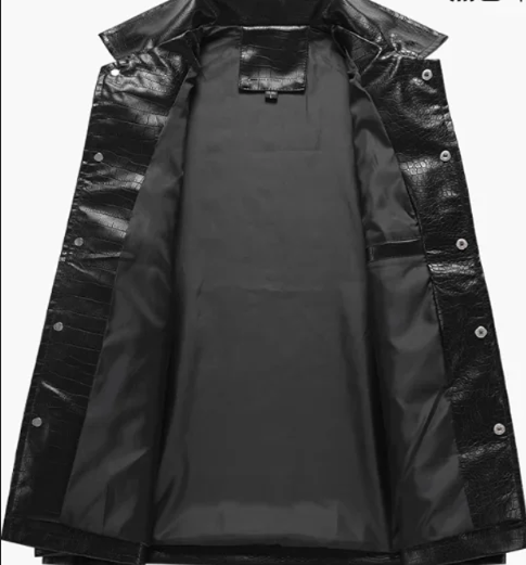 Clothes coat keep warm leather garment Clothes: black