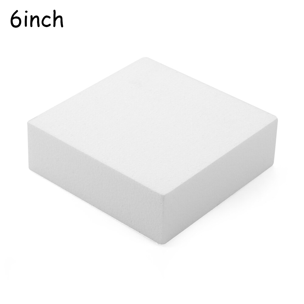 4/6/8/10 inch DIY Practice Model Cake Foam Mold Sugarcraft Dummy Party Heart Shaped Polystyrene Styrofoam Kitchen Accessories: Square 6inch