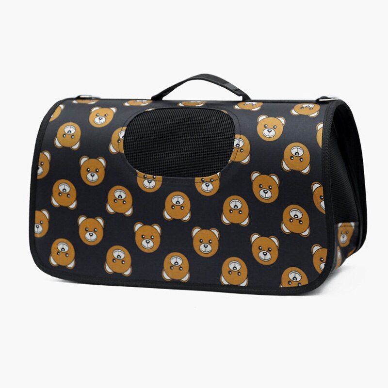 Thicken Breathable Pet Carrier Collapsible Crate Handbag Oxford Leopard Mesh Dog Carrying Bag Small Pet Travelling Outdoor Bag: Bear / M