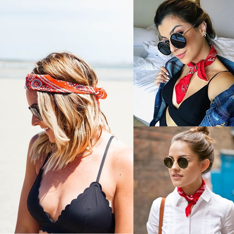 Foulard Bandana noir unisexe, style Hip Hop, bandeau pour cheveux, foulard carré pour le cou et la tête, mouchoir imprimé