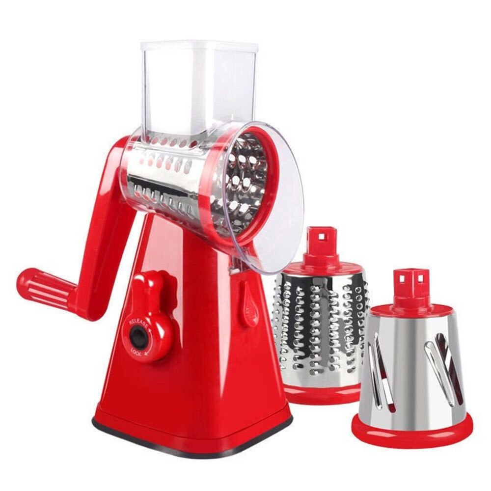 Hachoir à légumes manuel, accessoires de cuisine, râpe multifonctionnelle, tambour, coupe-légumes, Gadgets ménagers, outils, ustensiles: red