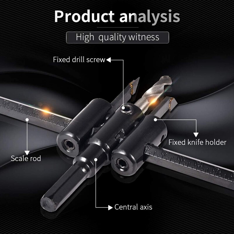 Adjustable Round Hole Cutter, Wood Reamer, Adjustable Plaster Downlight Audio Ceiling Drilling Bit