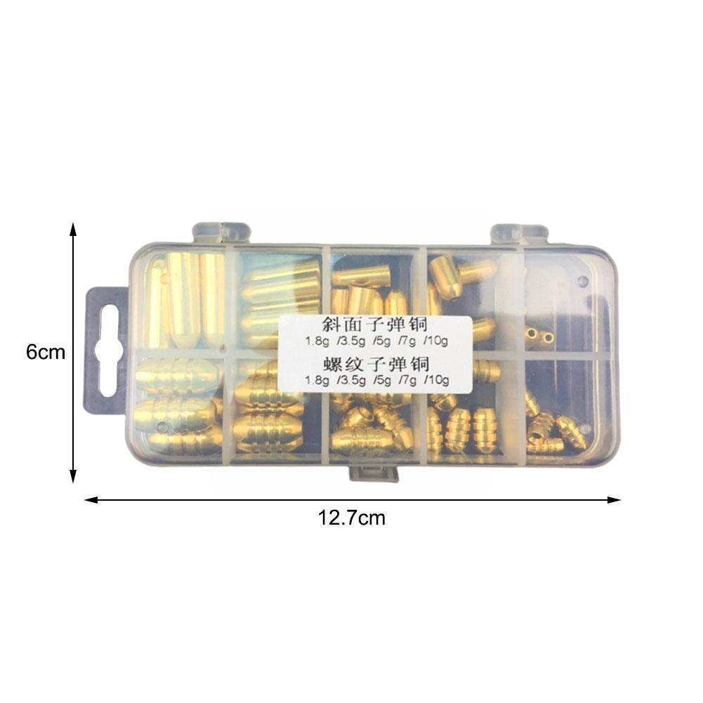 50 Stks/set Koperen Kogel Gewichten Vissen Sinkers In Tackle Plastic Accessoires Vissen 1.8G/3.5G/5G/7G/10G S4H4